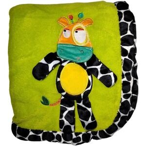 Nuby Green 3D Giraffe Cow Baby Blanket Super Soft Lovey Security Unisex Arm Leg